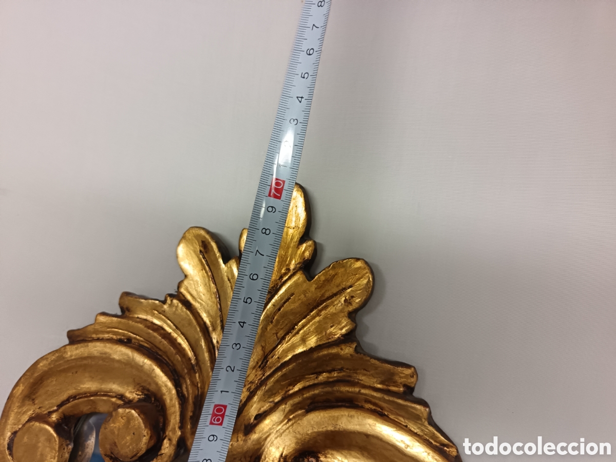 Antig&uuml;edades: ESPEJO CORNUCOPIA 70 CM, MADERA ACABADA TIPO PAN DE ORO - Foto 8