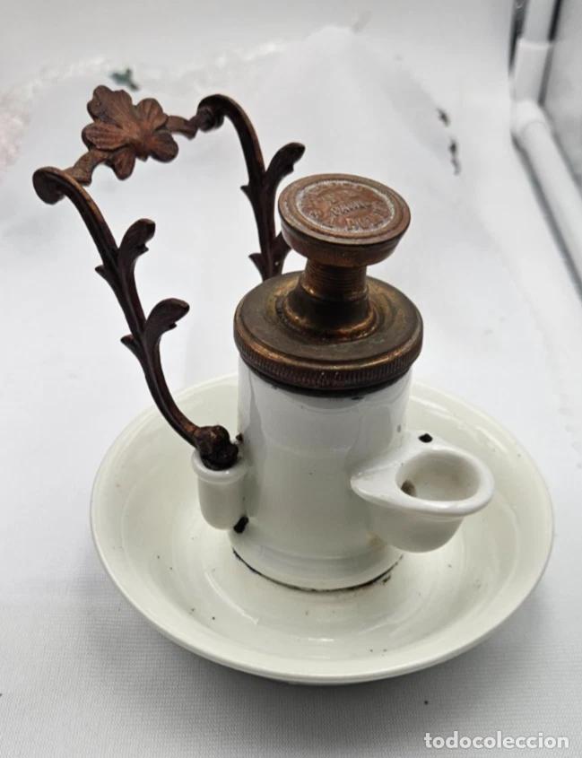 Antig&uuml;edades: XIX SIECLE ENCRIER A POMPE T . H PARIS EN PORCELAINE PORTE PLUMES