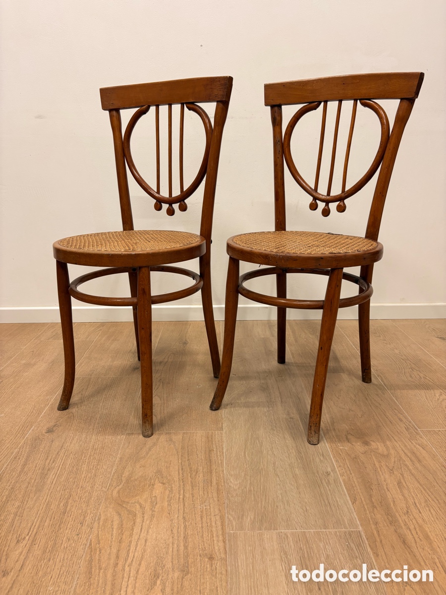 Antig&uuml;edades: Pareja de sillas vintage madera y rejilla