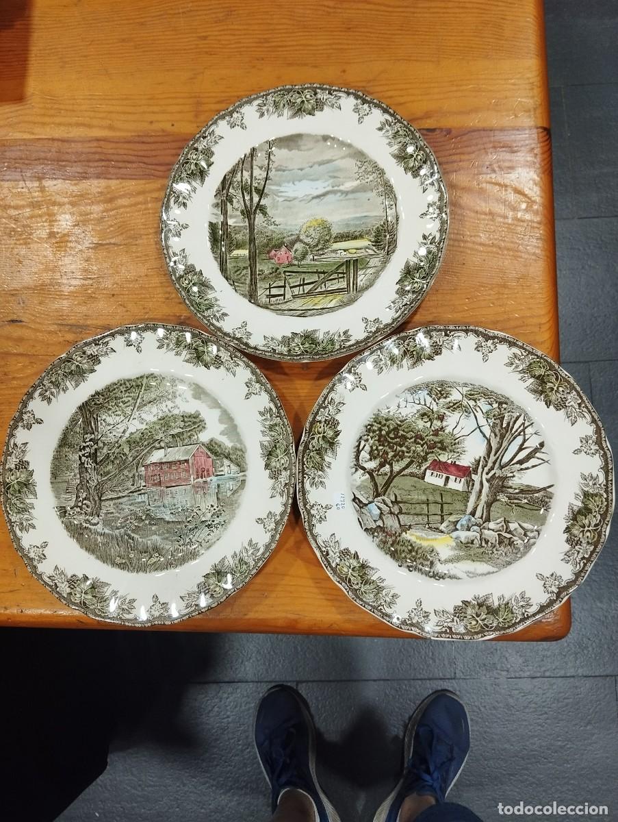 Antig&uuml;edades: TRES 3 PLATOS DE PORCELANA INGLESA JOHNSON BROS THE FRIENDLY VILLAGE.