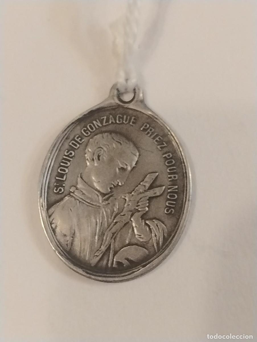 Antig&uuml;edades: Antigua medalla de San Luis Gonzaga y el &Aacute;ngel de la Guarda. Unos 2 cm