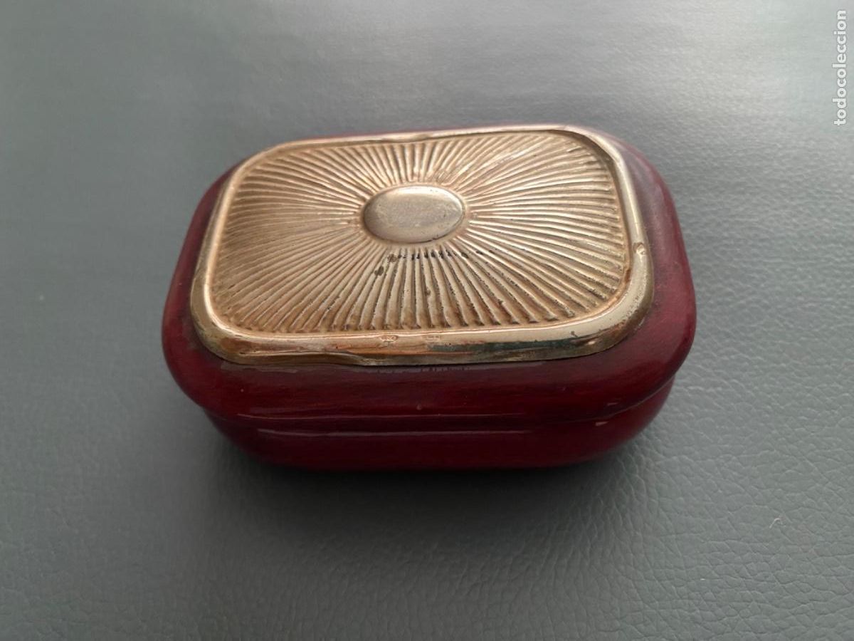 Antig&uuml;edades: ANTIGUA CAJITA JOYERO MADERA Y PLATA SELLO