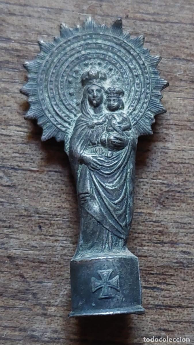 Antig&uuml;edades: Antigua medalla religiosa exvoto en plata Virgen Del Pilar