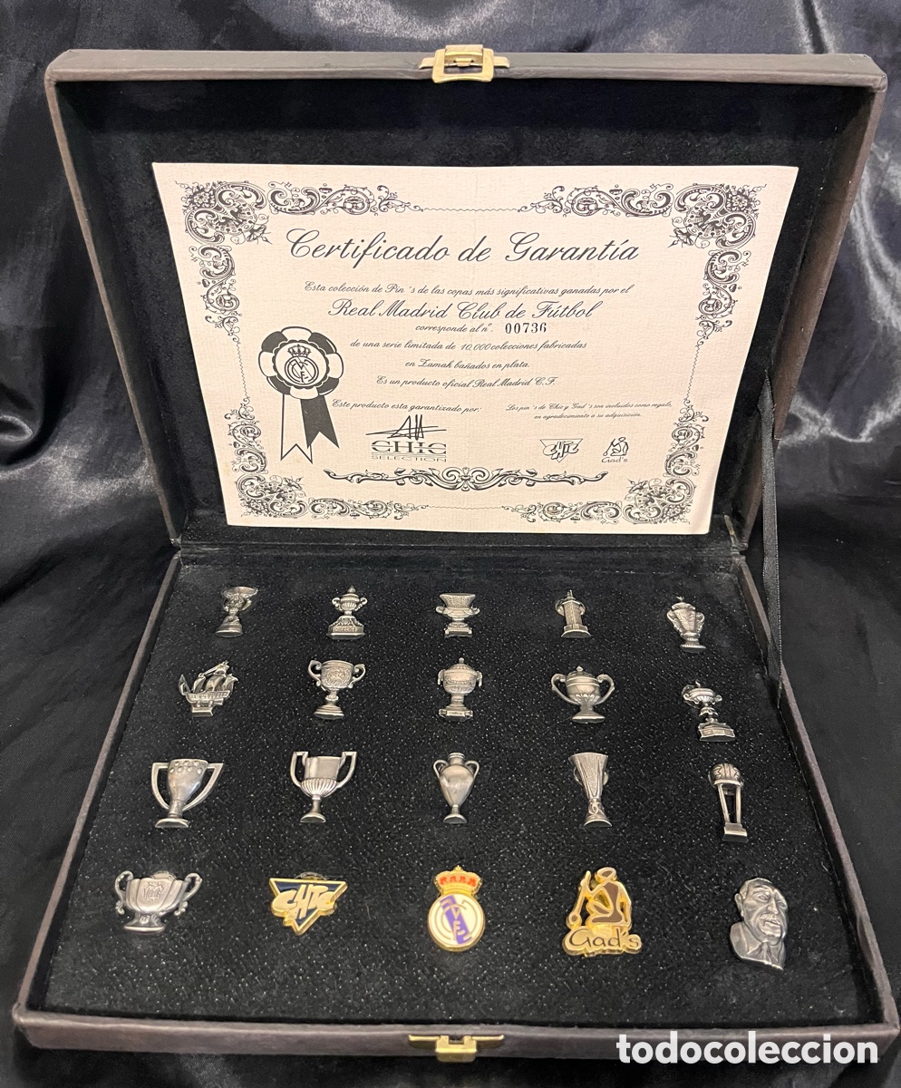 Antig&uuml;edades: Estuche Oficial Pines Plata Real Madrid