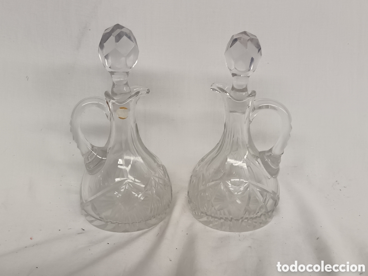 Antig&uuml;edades: JUEGO DE VINAGRERA Y ACEITERA ANTIGUO, CRISTAL