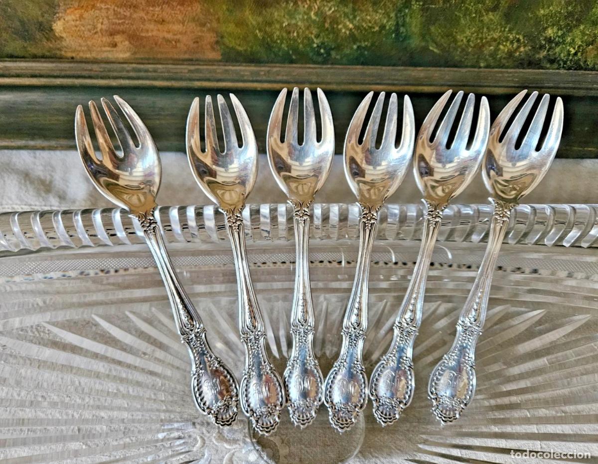 Antig&uuml;edades: 6 ANCIENNES FOURCHETTES TIFFANY & CO STERLING ARGENT MASSIF POINCON CYGNE