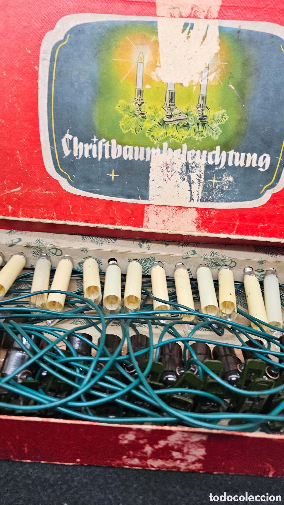 Antig&uuml;edades: guirnalda de luces navide&ntilde;as vintage en forma de vela