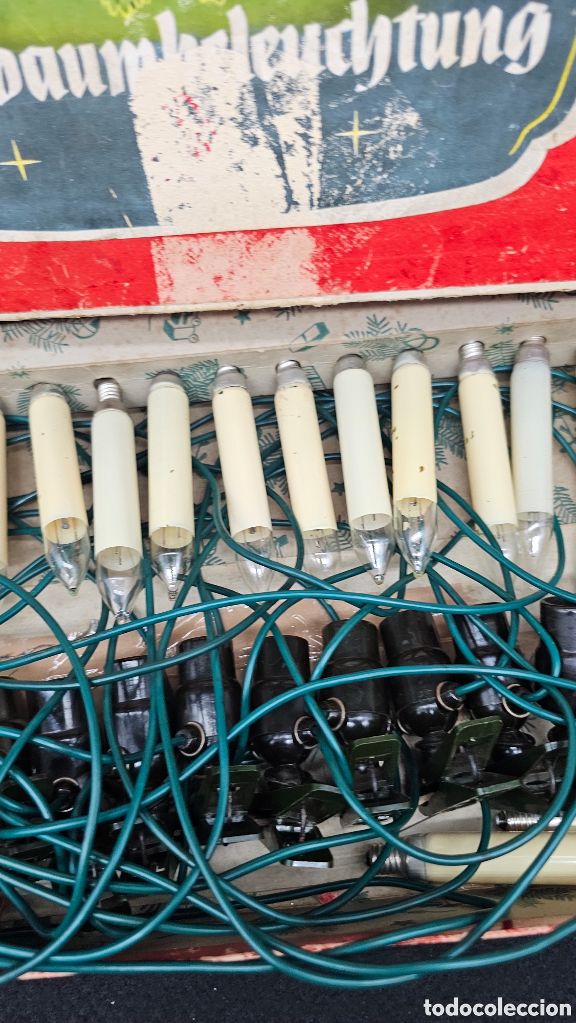 Antig&uuml;edades: guirnalda de luces navide&ntilde;as vintage en forma de vela