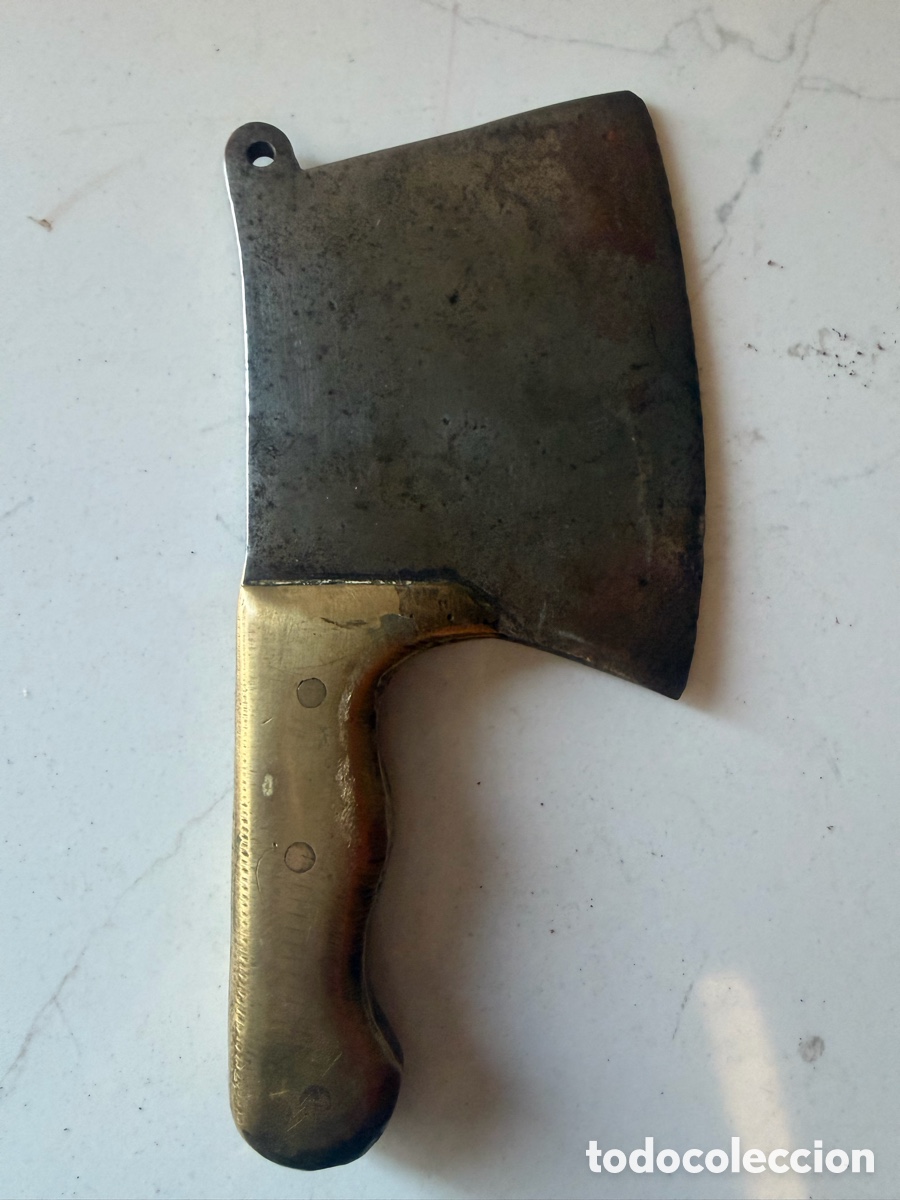 Antig&uuml;edades: MACHETE CARNICERO ANTIGUO - MANGO DE LAT&Oacute;N