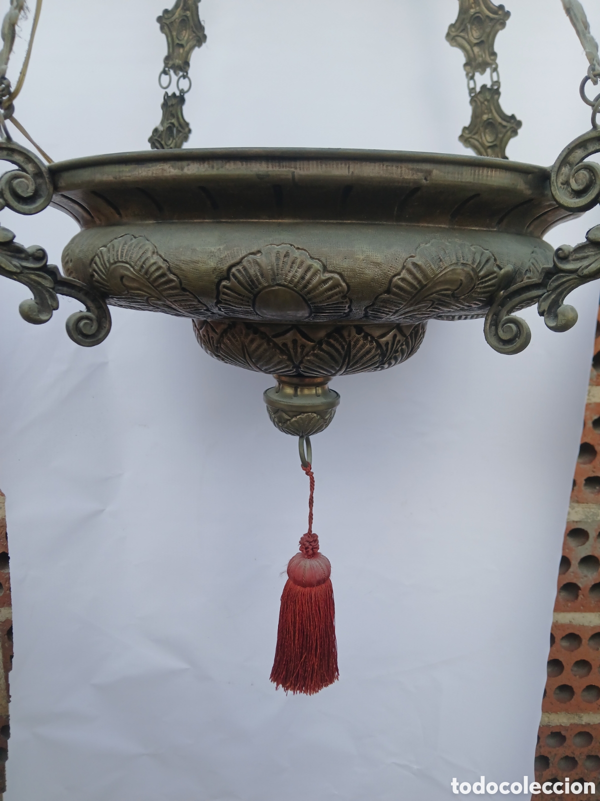 Antig&uuml;edades: LAMPARA VOTIVA DE LATON. - Foto 2