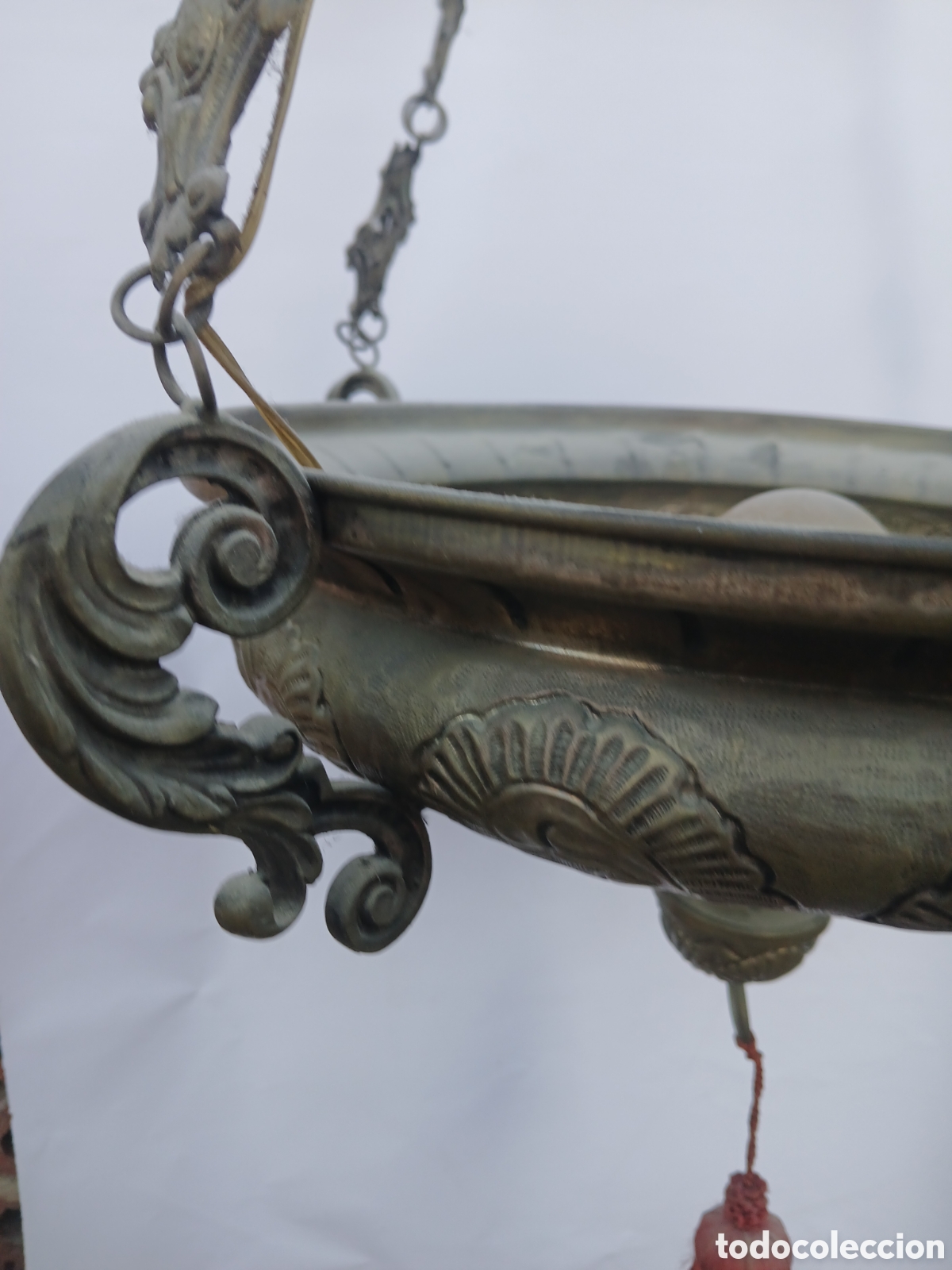 Antig&uuml;edades: LAMPARA VOTIVA DE LATON. - Foto 3