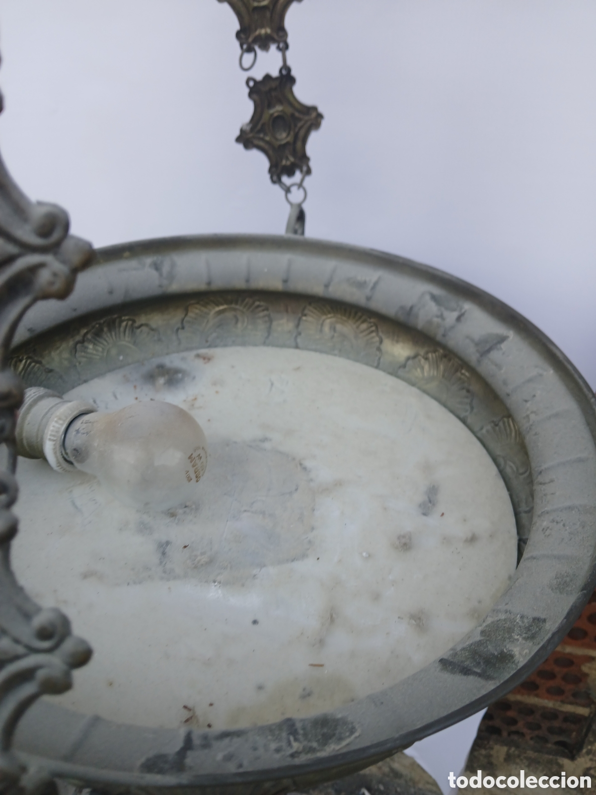Antig&uuml;edades: LAMPARA VOTIVA DE LATON. - Foto 6