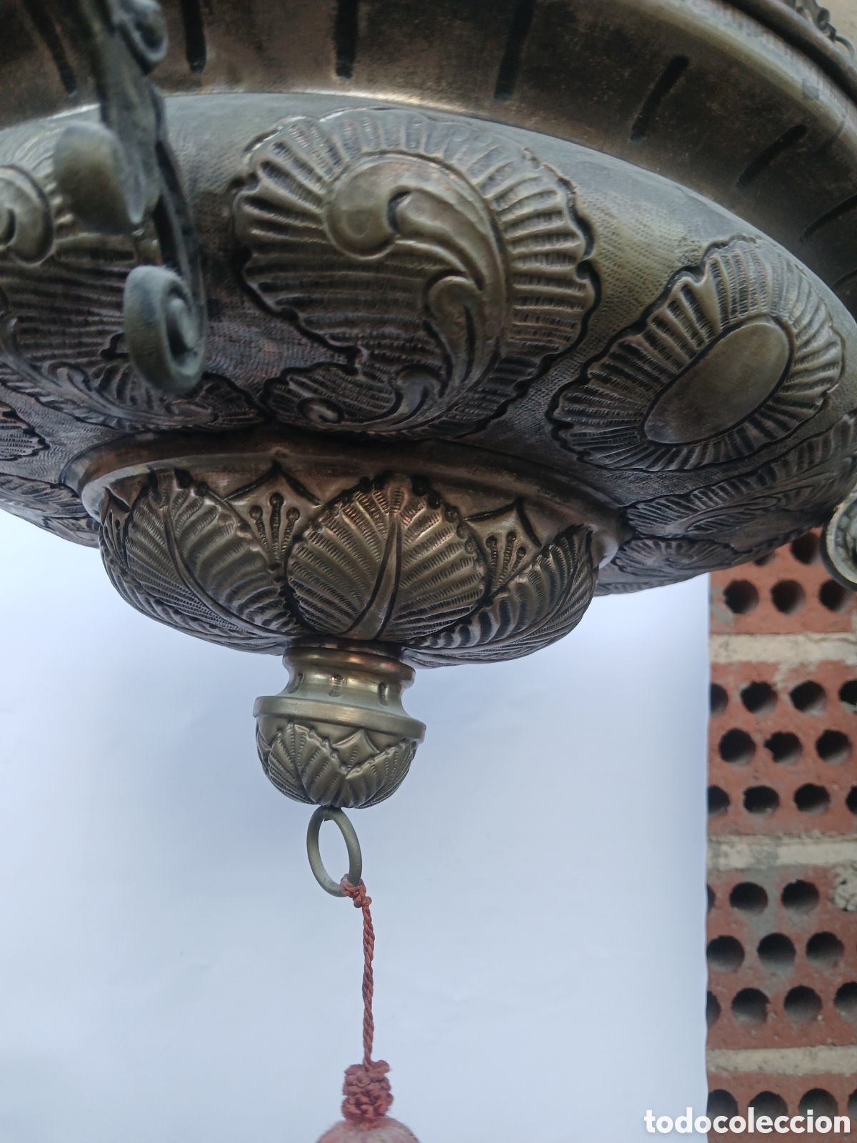 Antig&uuml;edades: LAMPARA VOTIVA DE LATON. - Foto 7