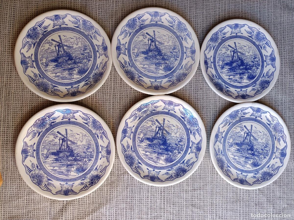 Antig&uuml;edades: Lote 6 platos Irostone Tableware Italia. Estilo holand&eacute;s.