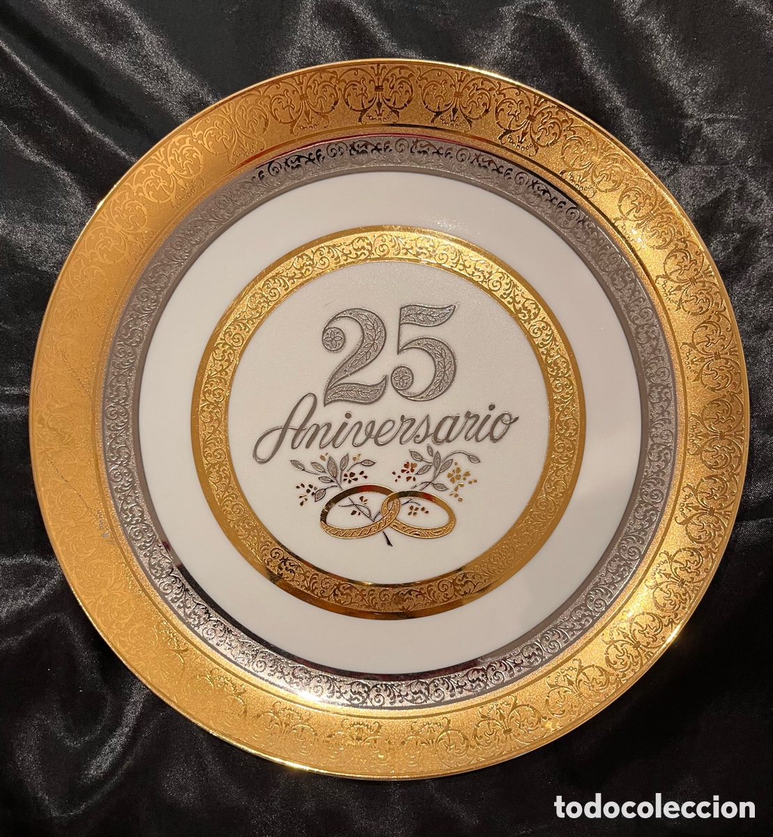 Antig&uuml;edades: Plato oro/plata Porcellanes Sneroll Grup Bohemia