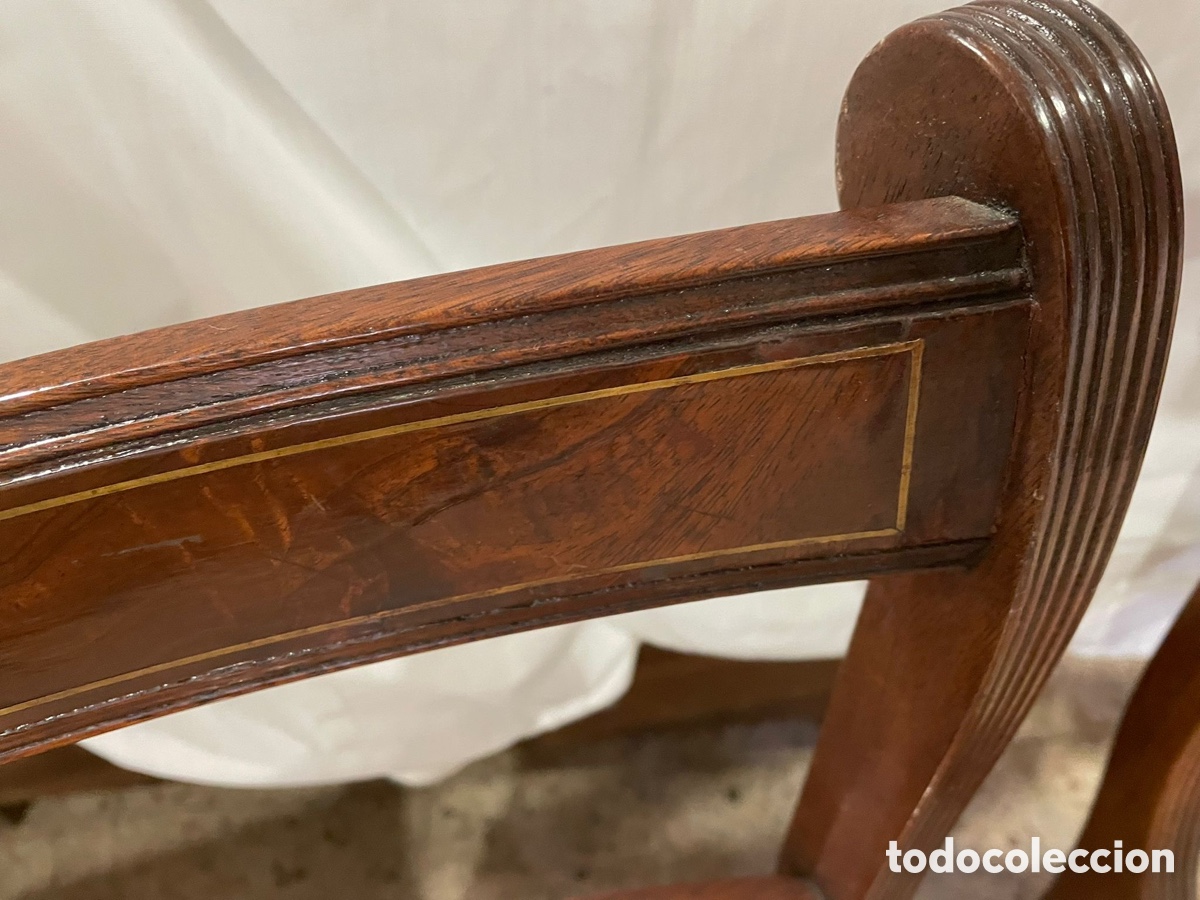 Antig&uuml;edades: 4 SILLAS REGENCIA DE MADERA DE CAOBA - Foto 4