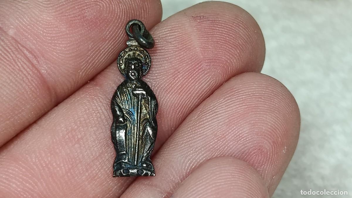 Antig&uuml;edades: ANTIGUO COLGANTE MEDALLA RELIGIOSA DE PLATA DE SAN JUDAS TADEO A&Ntilde;OS 40