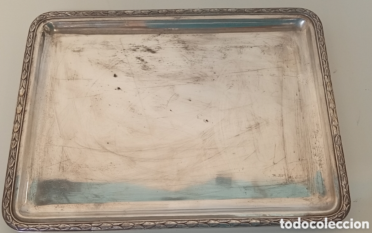 Antig&uuml;edades: .SET DE 2 BANDEJAS RECTAGULARES DE ALPACA - Foto 5