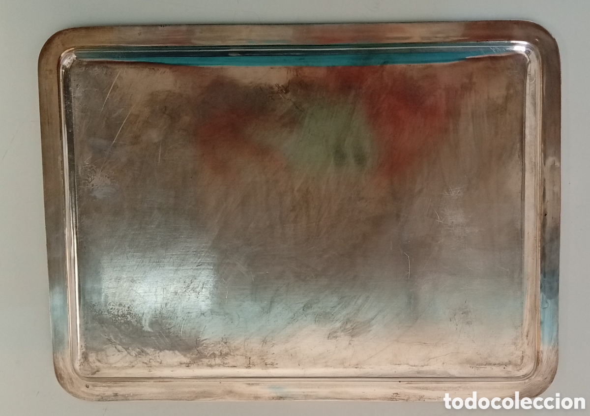 Antig&uuml;edades: .SET DE 2 BANDEJAS RECTAGULARES DE ALPACA - Foto 9