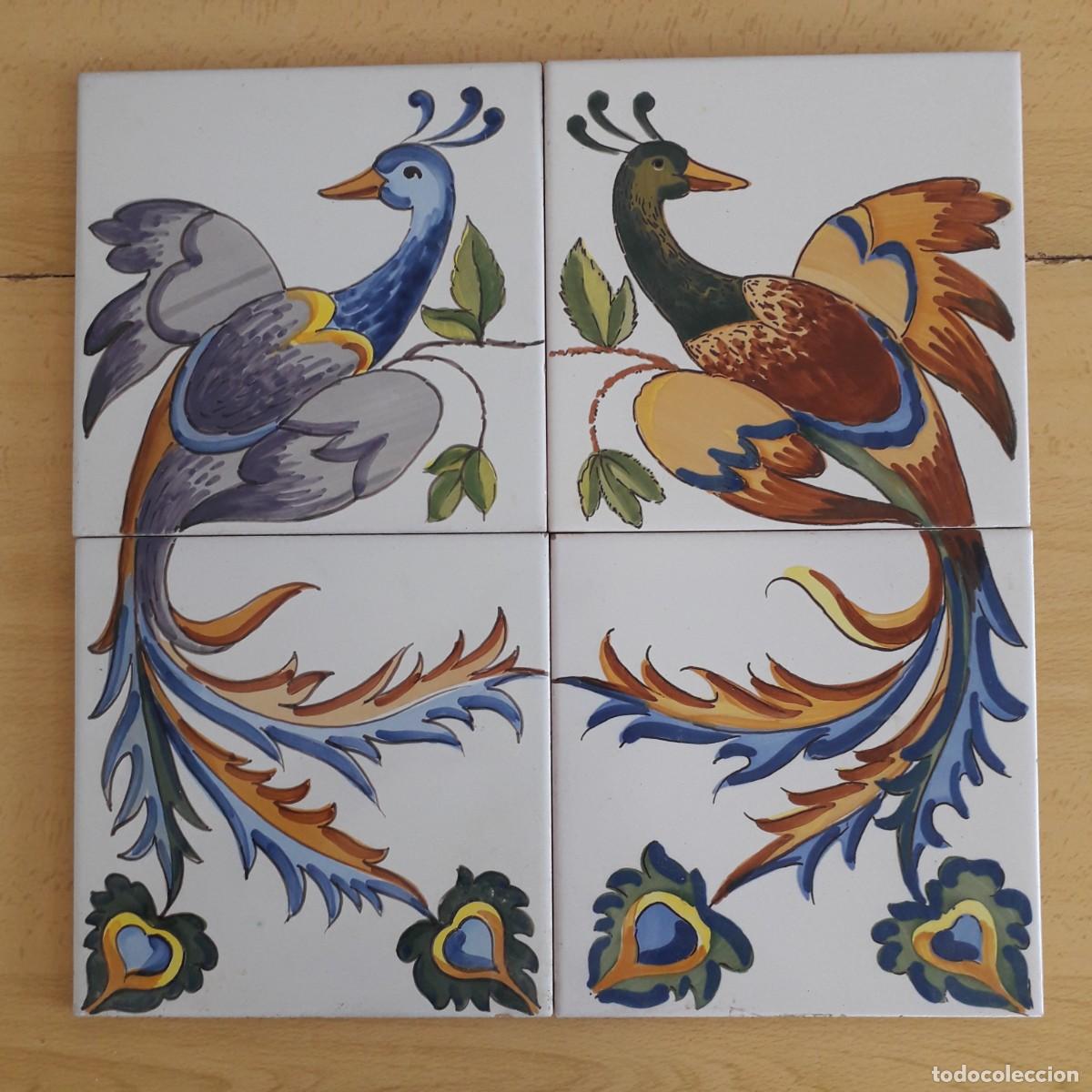 Antig&uuml;edades: M8 AZULEJOS ANTIGUOS AVES PAJAROS PAVOS