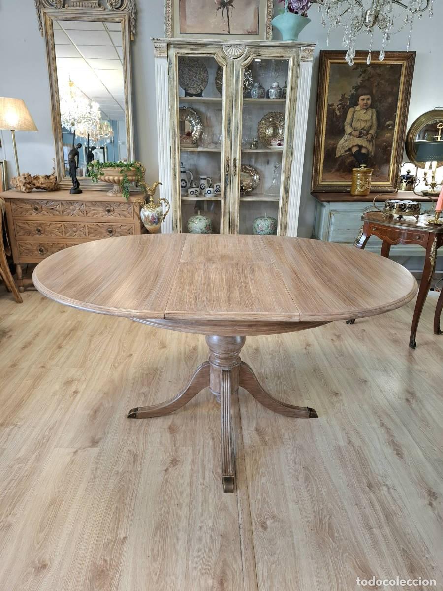 Antig&uuml;edades: Mesa de comedor circular extensible 110 cm - Foto 4