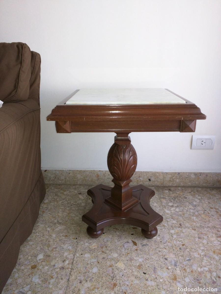 Antig&uuml;edades: CONJUNTO MESA CENTRO Y DOS MESILLAS M&Aacute;RMOL - Foto 2