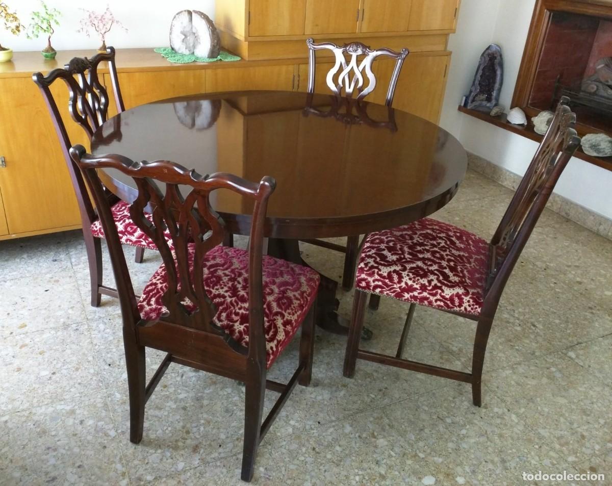 Antig&uuml;edades: Juego de comedor mesa redonda y 6 sillas Vintage