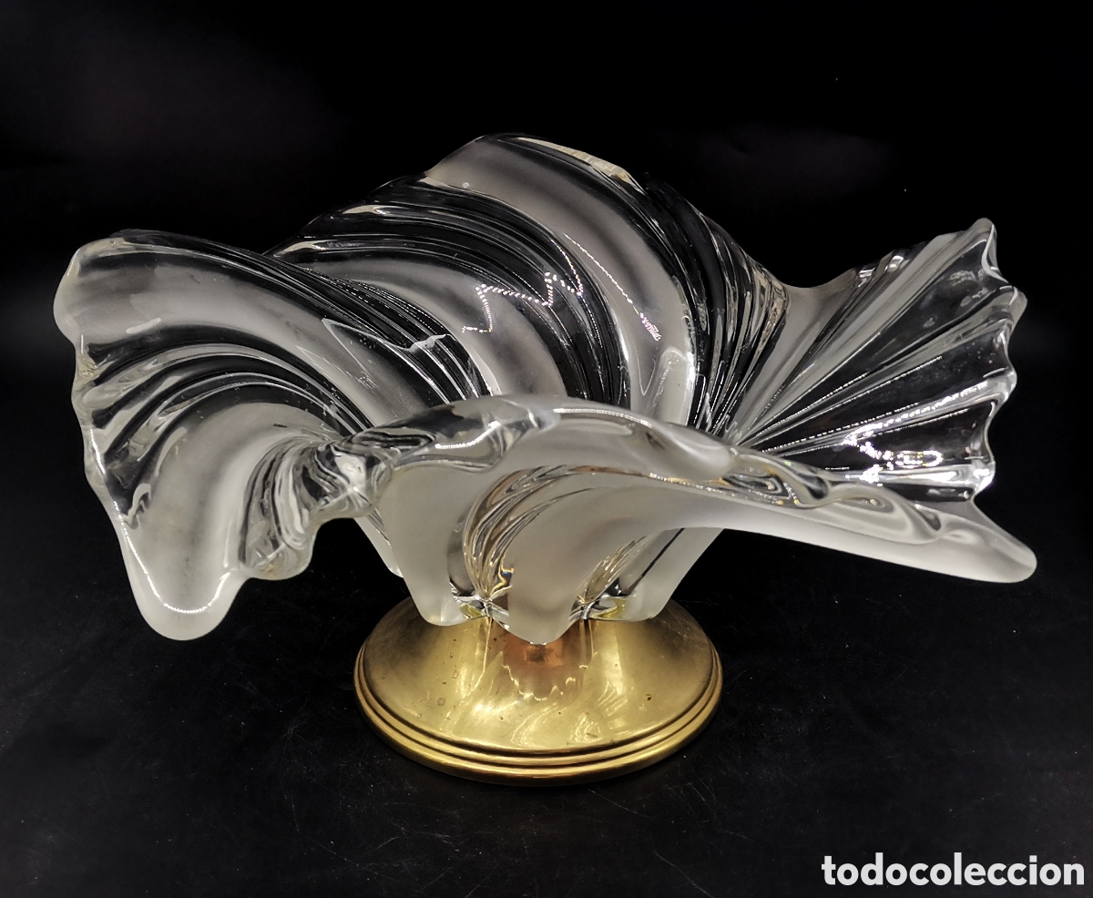Antig&uuml;edades: PRECIOSO CENTRO DE MESA ONDULADO ANTIGUO DE CRISTAL DE MURANO