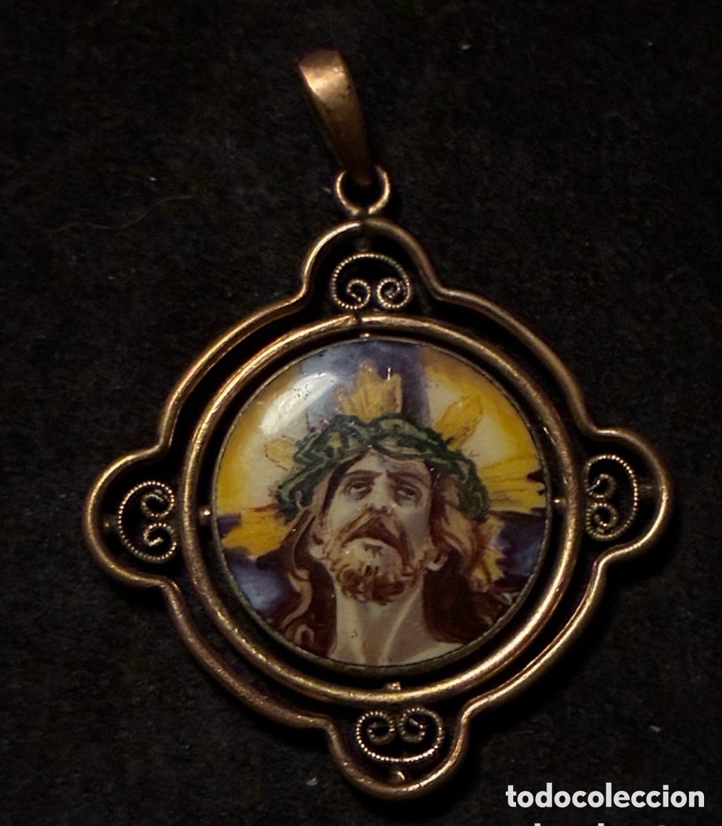 Antig&uuml;edades: MEDALLA ESMALTADA ( PINTADA A MANO ) ANTIGUA - Foto 4