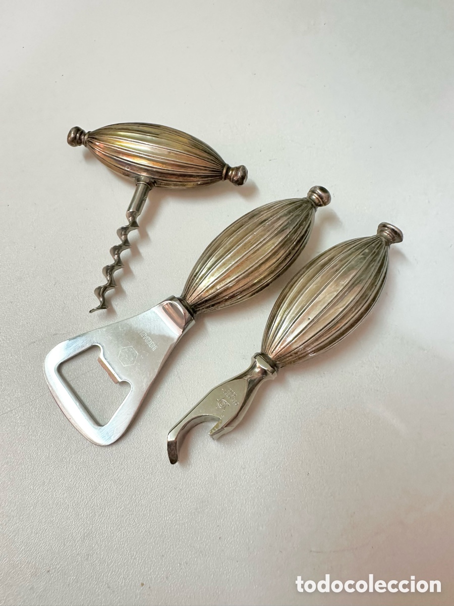 Antig&uuml;edades: Juego de bar con empu&ntilde;adura de plata punzonada de Pedro Dur&aacute;n circa 1935