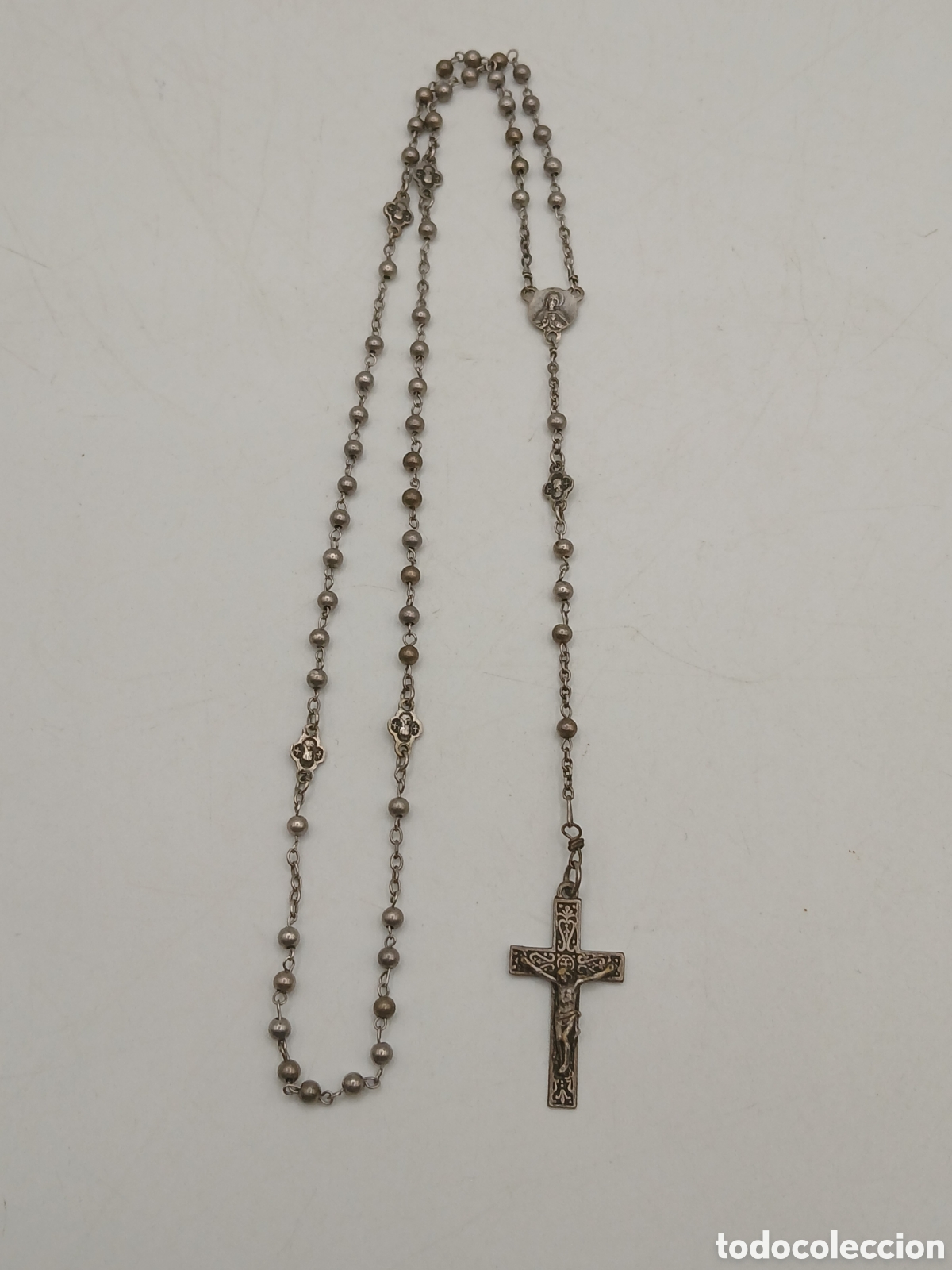 Antig&uuml;edades: Rosario metal plateado - Foto 2