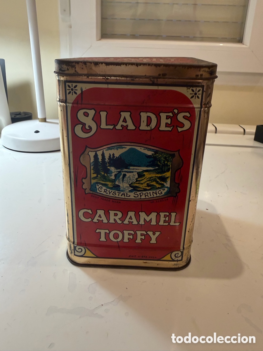 Antig&uuml;edades: Lata antigua Slade's Caramel Toffy Inglaterra