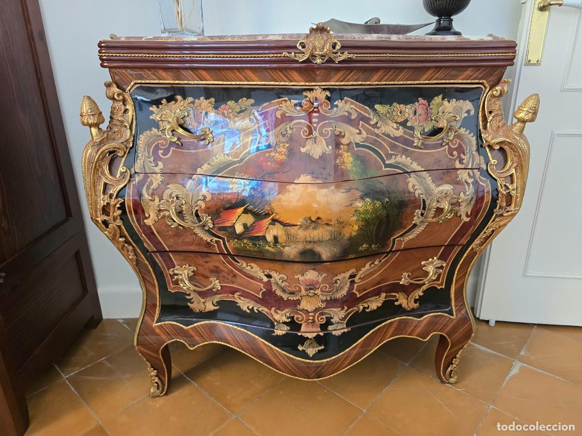 Antig&uuml;edades: C&oacute;moda Luis XV Rococo Bomb&eacute; - Foto 5