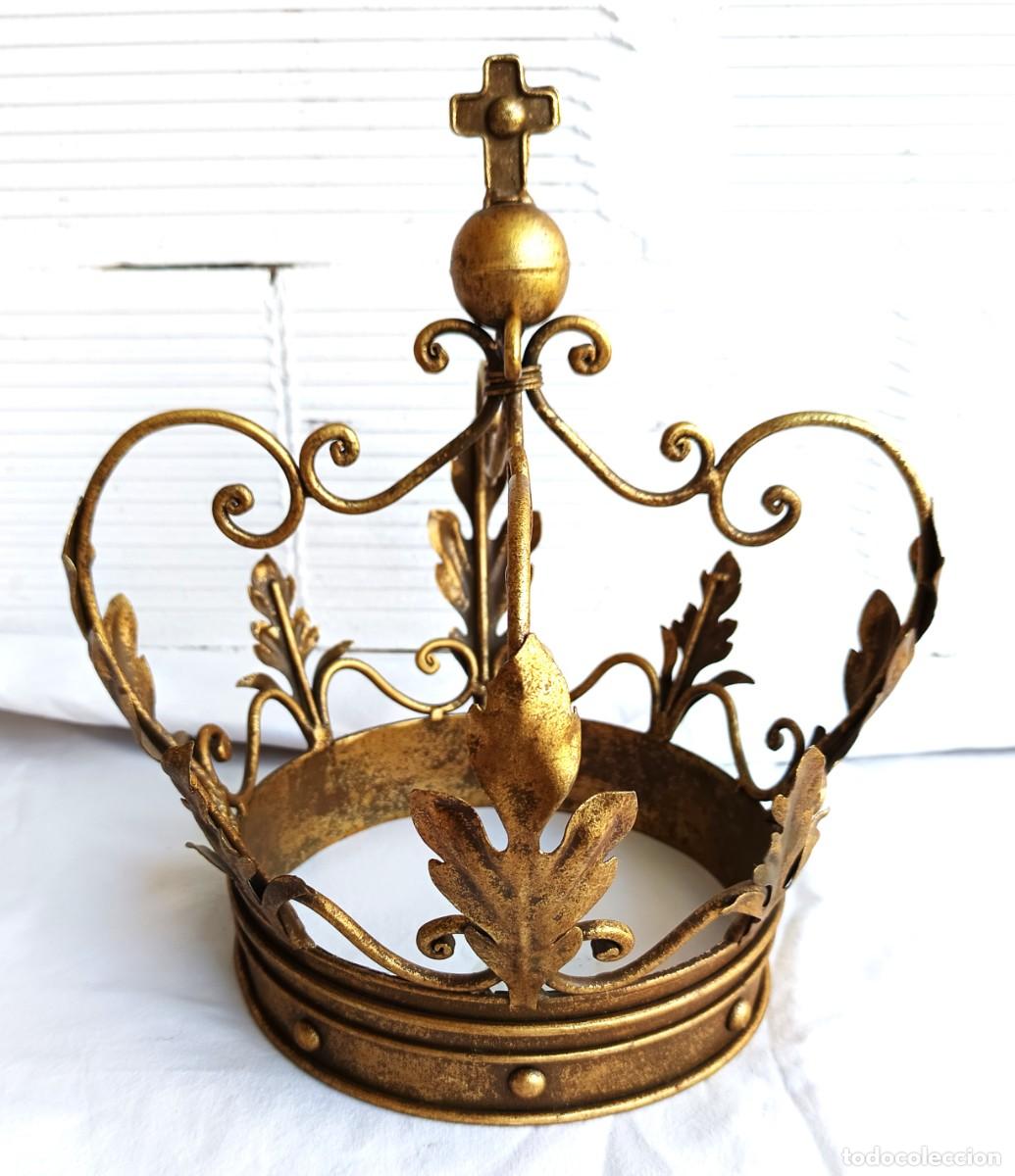 Antig&uuml;edades: Bronce, lat&oacute;n fundido dorado - Corona - Corona de imagen - Mediados SXIX