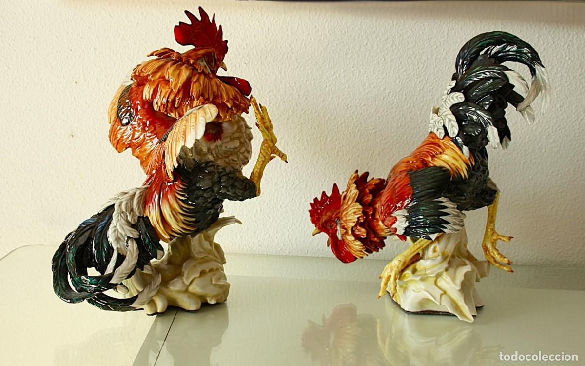 Antig&uuml;edades: PAREJA DE PORCELANA, GALLOS ALGORA TAMA&Ntilde;O GRANDE