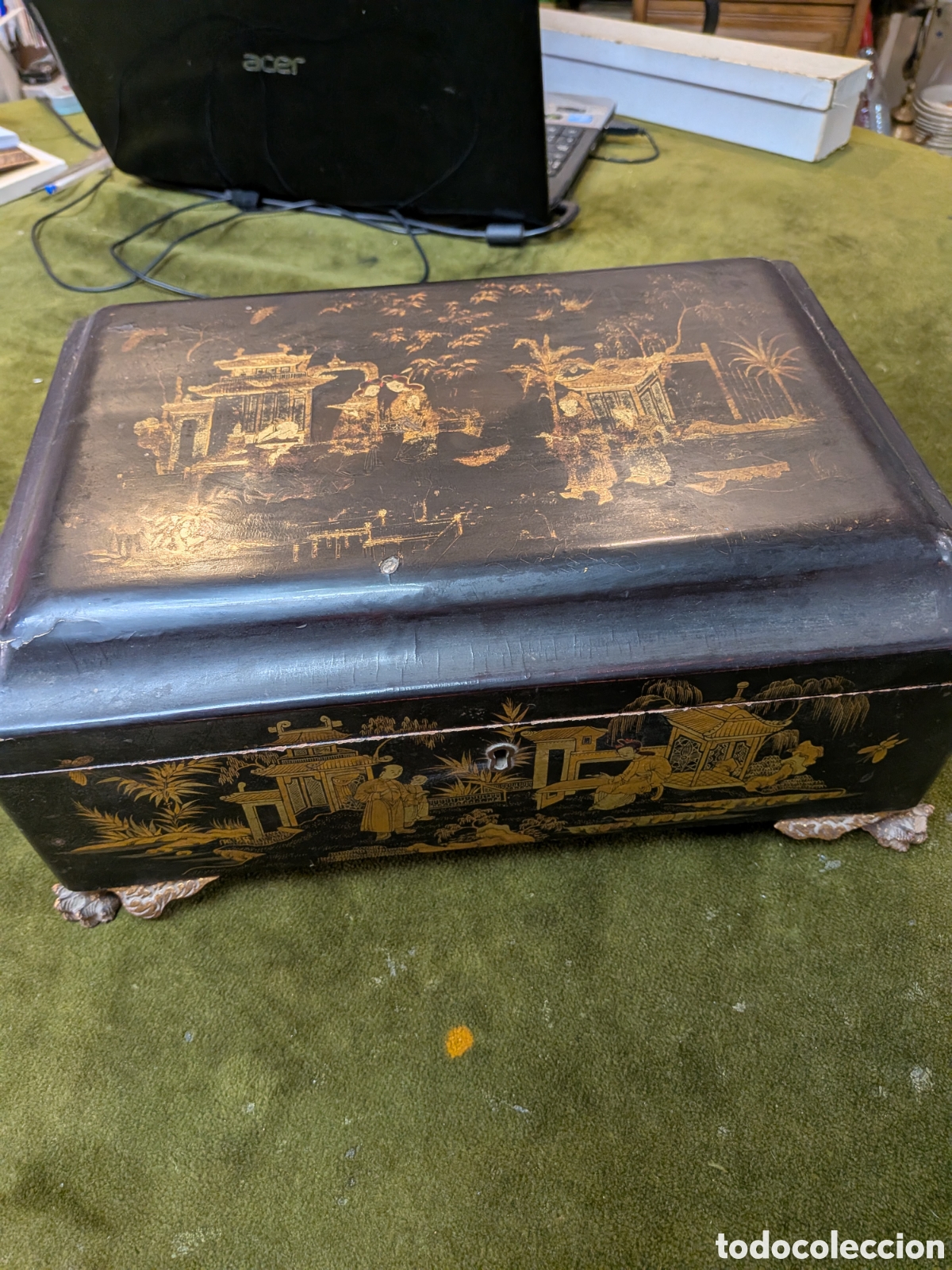 Antig&uuml;edades: Caja antigua lacada Oriental, Joyero siglo XIX. REF-469/8