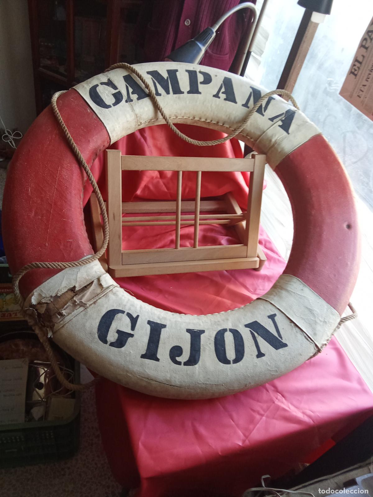 Antig&uuml;edades: Antiguo salvavidas flotador, barco campana gij&oacute;n. Estanterias correos