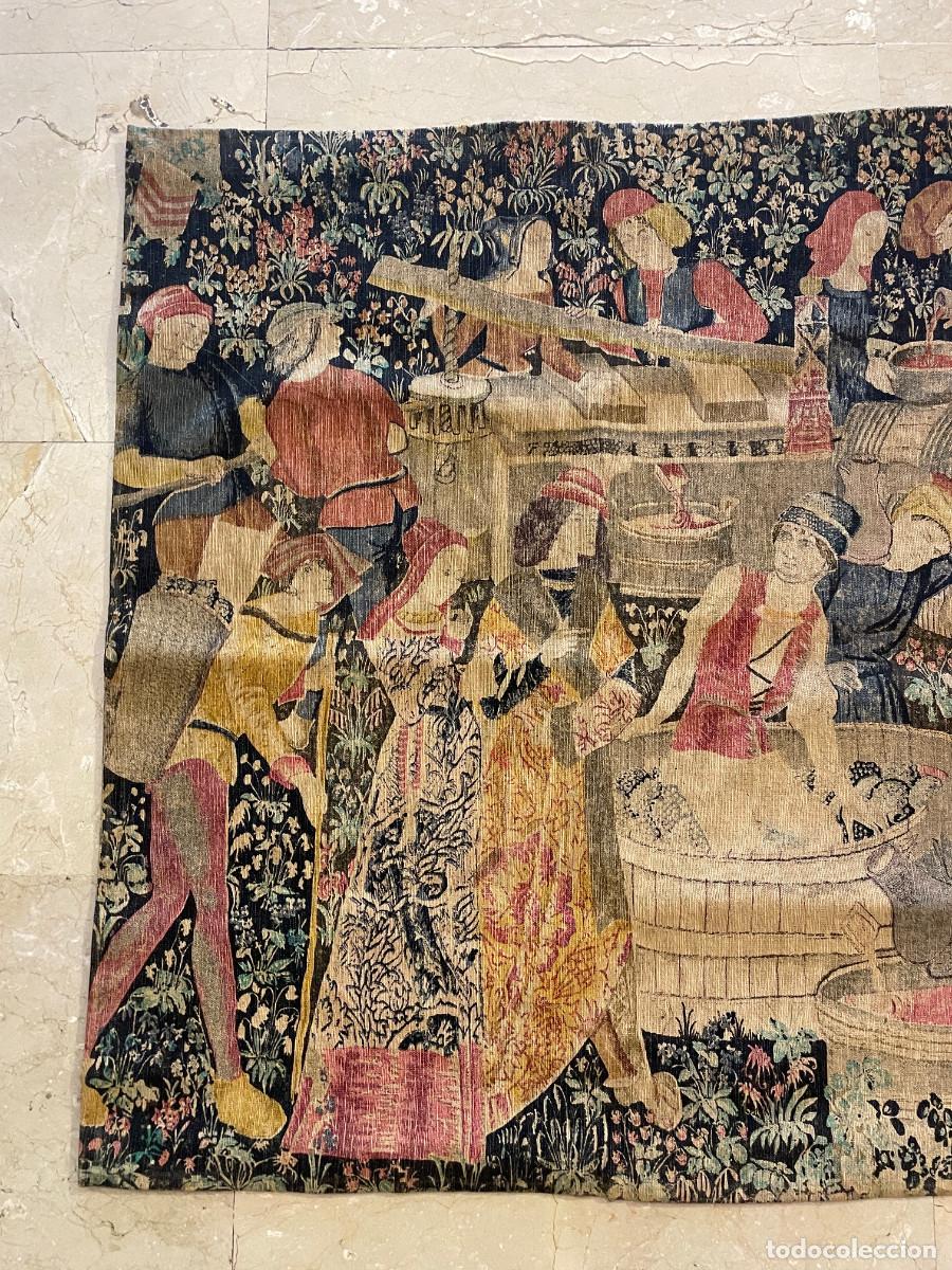 Antig&uuml;edades: Tapiz franc&eacute;s vintage &ldquo;Les Vendanges&rdquo; (La Vendimia), inspirado en el Museo de Cluny