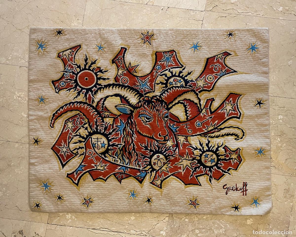 Antig&uuml;edades: Tapiz del Zodiaco &ldquo;El Carnero&rdquo; (Aries) de &Eacute;lie Grekoff, edici&oacute;n Tanit, ca. 1970