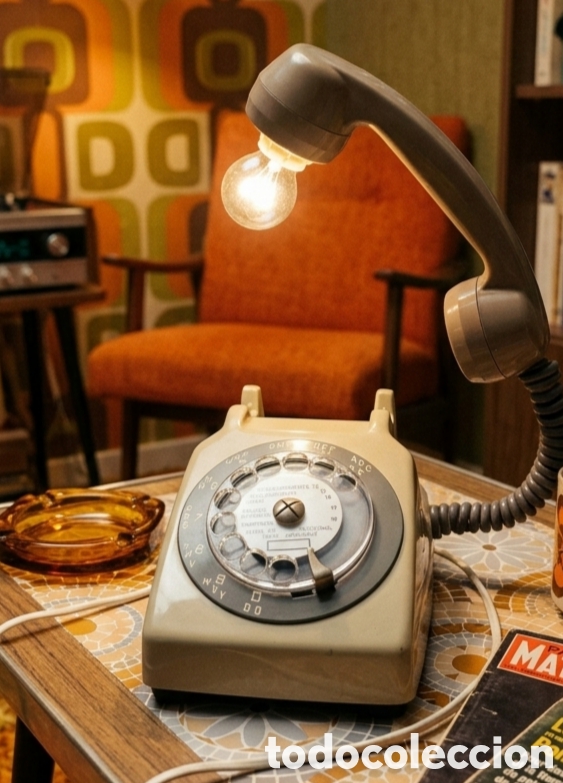 Antig&uuml;edades: Lampara telefono antiguo iluminacion vintage