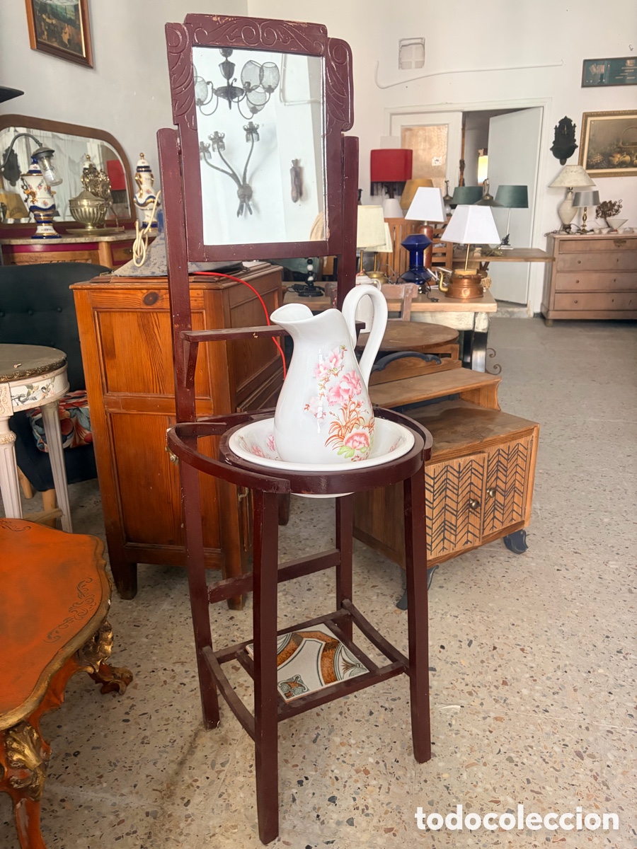 Antig&uuml;edades: Lavabo palanganero antiguo con complementos - Foto 2