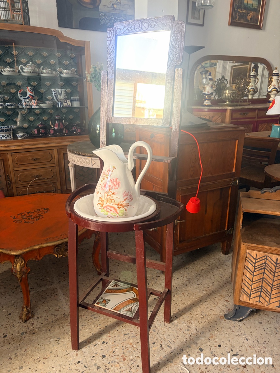Antig&uuml;edades: Lavabo palanganero antiguo con complementos - Foto 3