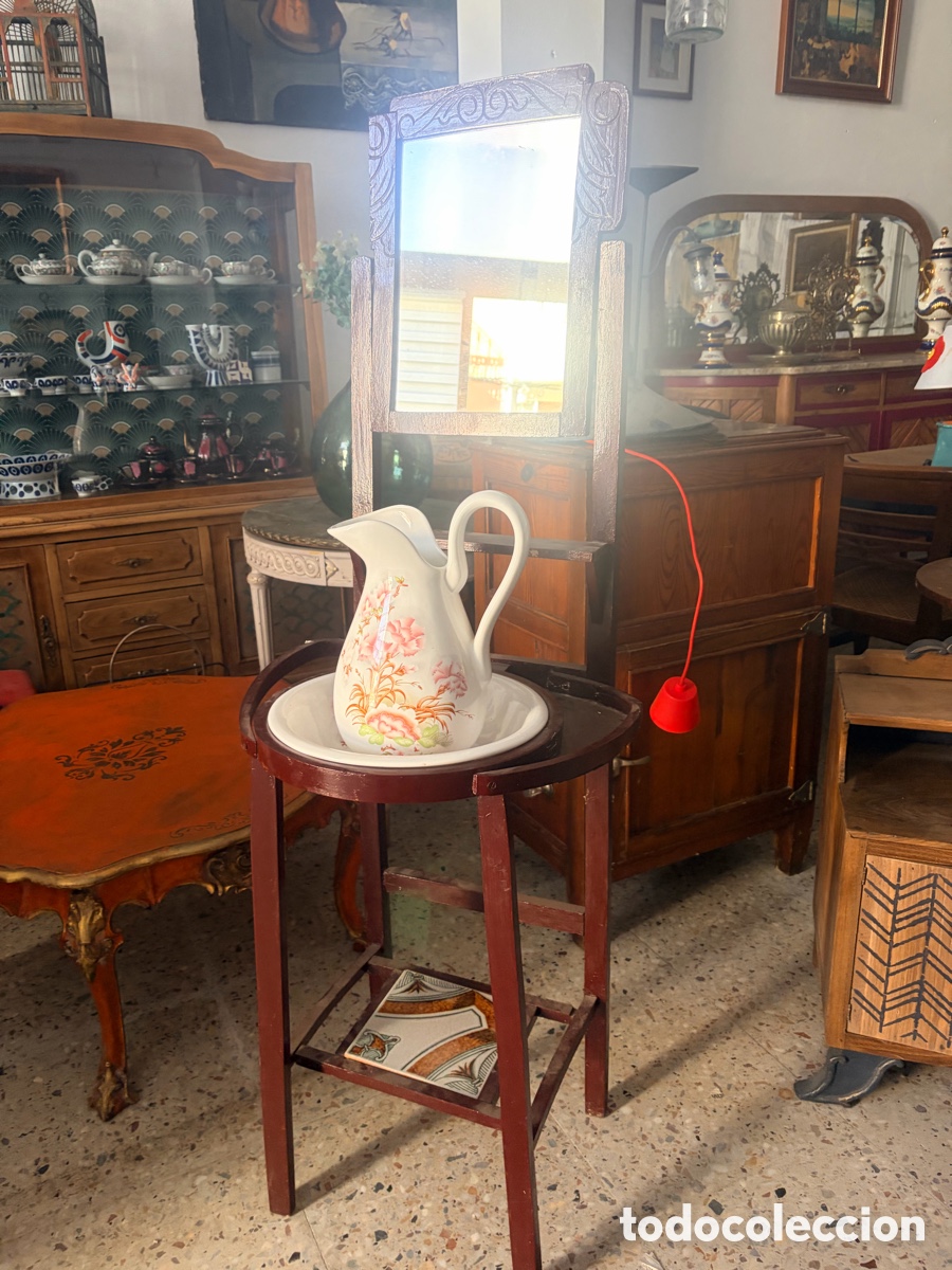 Antig&uuml;edades: Lavabo palanganero antiguo con complementos - Foto 4