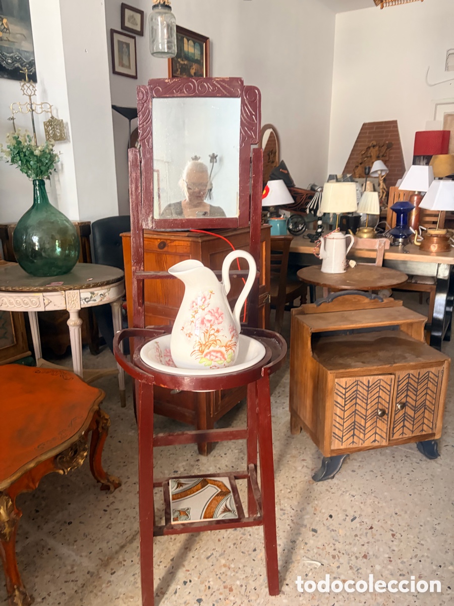 Antig&uuml;edades: Lavabo palanganero antiguo con complementos - Foto 5