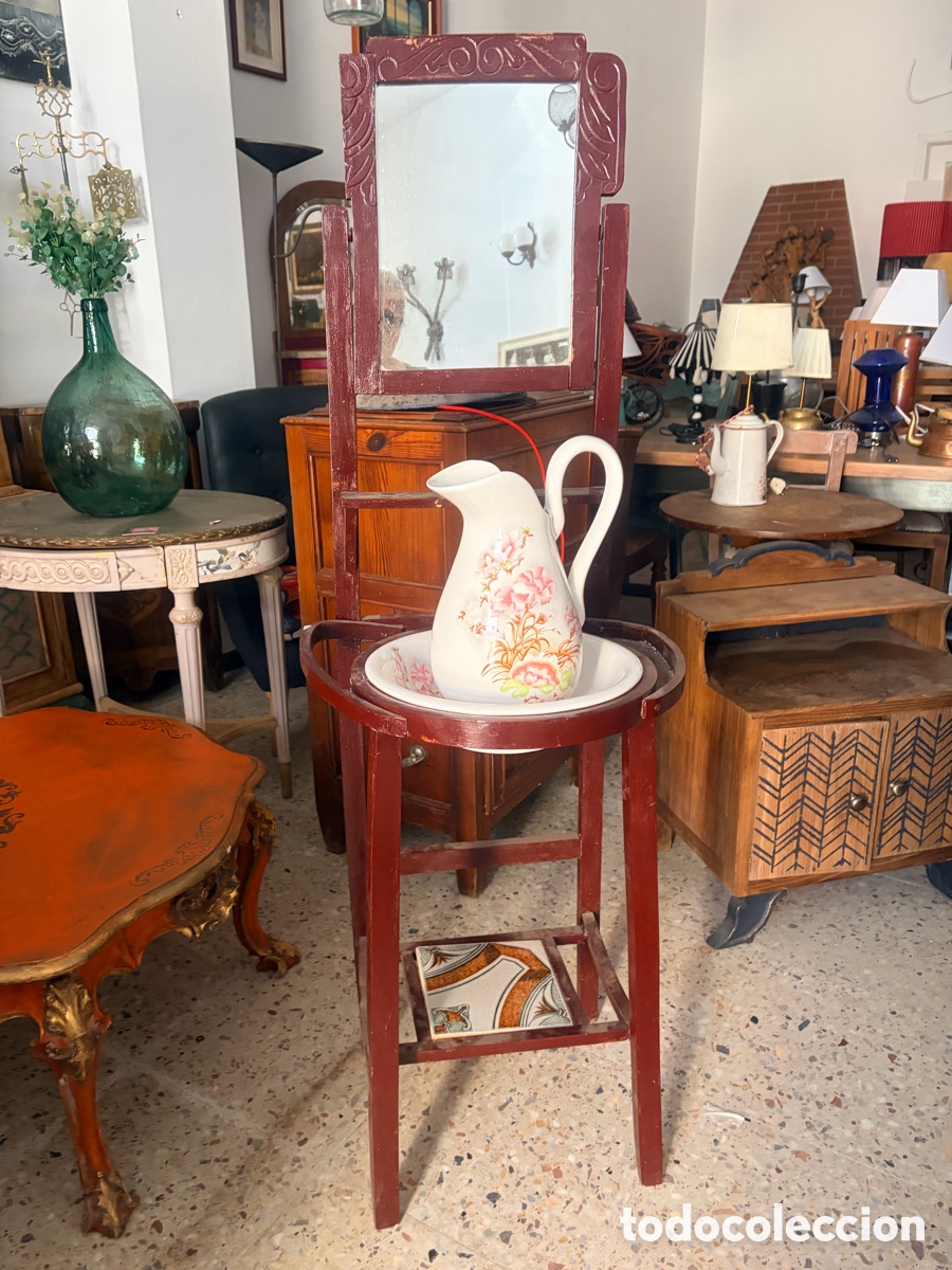 Antig&uuml;edades: Lavabo palanganero antiguo con complementos