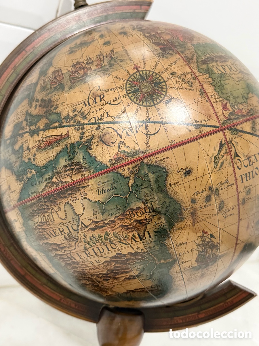 Antig&uuml;edades: ESPECTACULAR GLOBO TERR&Aacute;QUEO EN MADERA PAPEL - Foto 7