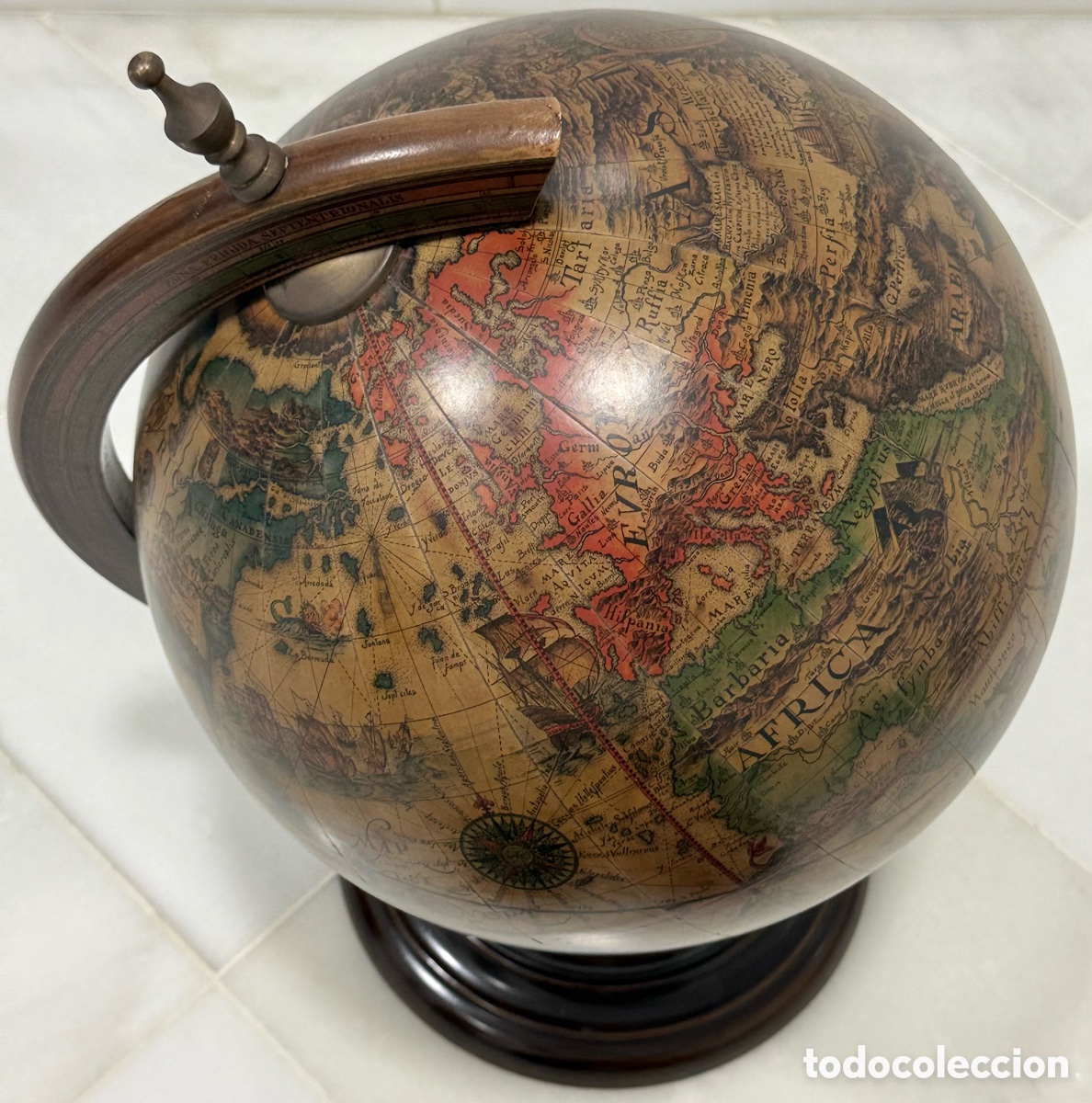 Antig&uuml;edades: ESPECTACULAR GLOBO TERR&Aacute;QUEO EN MADERA PAPEL - Foto 9