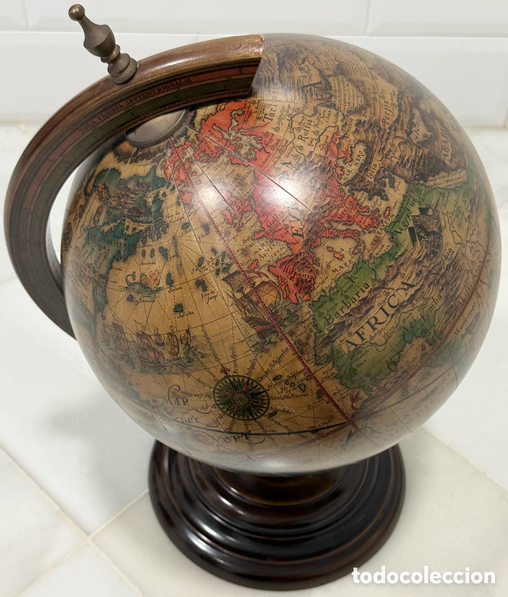 Antig&uuml;edades: ESPECTACULAR GLOBO TERR&Aacute;QUEO EN MADERA PAPEL - Foto 10