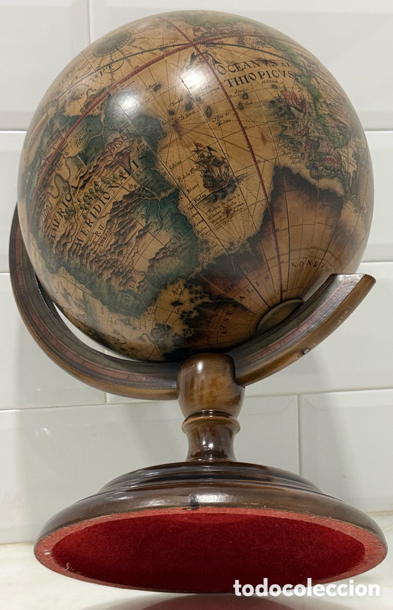 Antig&uuml;edades: ESPECTACULAR GLOBO TERR&Aacute;QUEO EN MADERA PAPEL - Foto 11