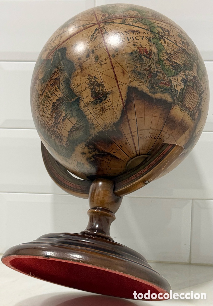 Antig&uuml;edades: ESPECTACULAR GLOBO TERR&Aacute;QUEO EN MADERA PAPEL - Foto 12